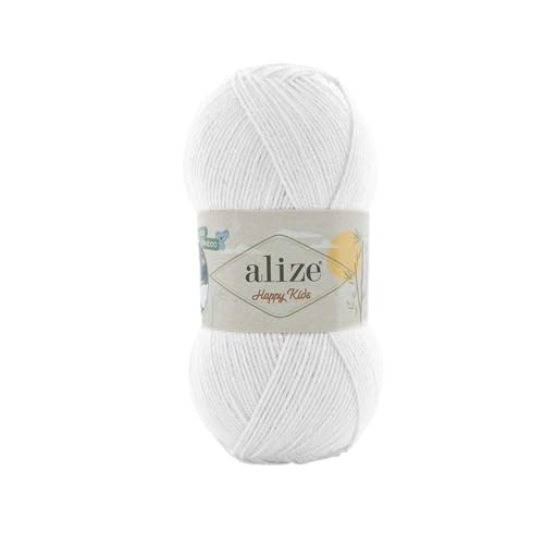 100g Alize Happy Kids Strickgarn Wolle Viskose Bambus Oeko-Tex 100 Häkelgarn Farbwahl, Farbe:55 weiß 100g Alize Happy Kids Strickgarn Wolle Viskose Bambus Oeko-Tex 100 Häkelgarn Farbwahl, Farbe:55 weiß von maDDma