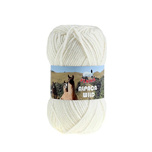 100g Hand-Strickgarn Alpaca Wild 20% Alpaka, freie Farbwahl, Farbe:weiß von maDDma