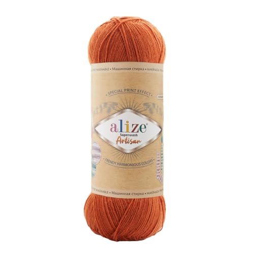 100g Sockenwolle Alize Superwash Artisan 75% Wolle Strickwolle Häkelgarn Farbwahl, Farbe:433 orangebraun 100g Sockenwolle Alize Superwash Artisan 75% Wolle Strickwolle Häkelgarn Farbwahl, Farbe:433 orangebraun von maDDma