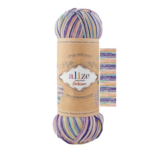 100g Sockenwolle Alize Superwash Artisan 75% Wolle Strickwolle Häkelgarn Farbwahl, Farbe:9003 Flower Power 100g Sockenwolle Alize Superwash Artisan 75% Wolle Strickwolle Häkelgarn Farbwahl, Farbe:9003 Flower Power von maDDma