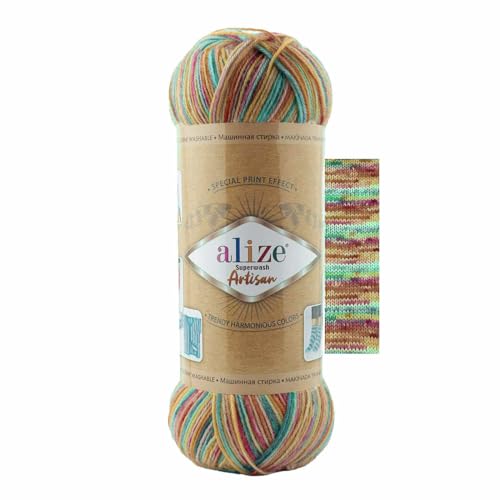 100g Sockenwolle Alize Superwash Artisan 75% Wolle Strickwolle Häkelgarn Farbwahl, Farbe:9012 Konfetti 100g Sockenwolle Alize Superwash Artisan 75% Wolle Strickwolle Häkelgarn Farbwahl, Farbe:9012 Konfetti von maDDma