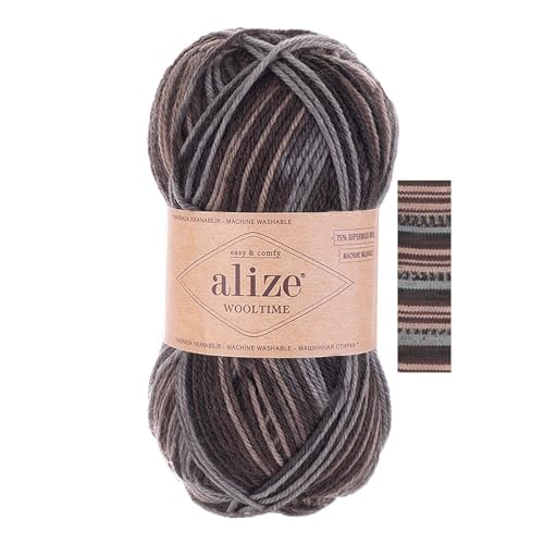 Strickgarn Alize Wooltime 100g 75% Wolle Oeko-Tex 100 Häkelgarn Farbwahl, Farbe:11015 Kaffeezauber Strickgarn Alize Wooltime 100g 75% Wolle Oeko-Tex 100 Häkelgarn Farbwahl, Farbe:11015 Kaffeezauber von maDDma