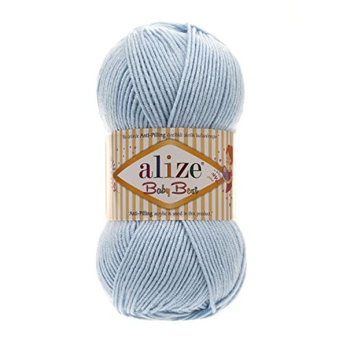 100g Strickgarn ALIZE Baby Best uni Babywolle Wolle Antipilling, freie Farbwahl, Farbe:40 eisblau von maDDma