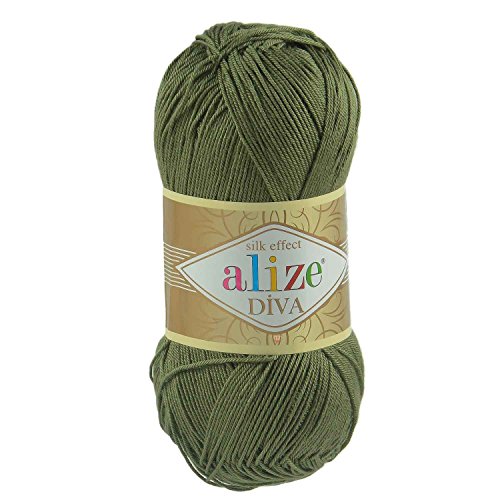 100g Strickgarn ALIZE DIVA Sommerwolle Häkelgarn Wolle Sommer Stricken Häkeln, Farbe:273 tarngrün von maDDma