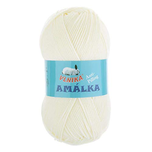 100g Strickgarn Amalka Strick-Wolle Polyacryl Anti Pilling Effekt Farbwahl, Farbe:111 vanille von maDDma