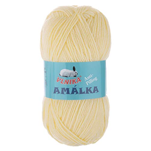 100g Strickgarn Amalka Strick-Wolle Polyacryl Anti Pilling Effekt Farbwahl, Farbe:124 pastellgelb von maDDma
