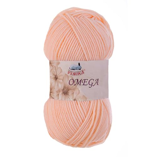 100g Strickgarn Omega Häkelgarn Acrylwolle Klassikgarn Wolle unifarben, Farbwahl, Farbe:pfirsich von maDDma