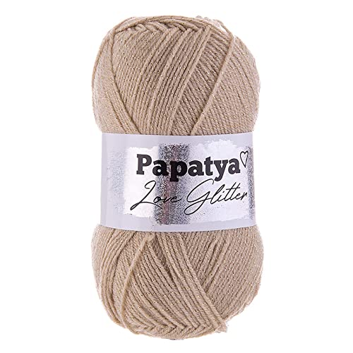 100g Strickgarn Papatya Love Glitter Wolle Häkelgarn Glitzerwolle Farbwahl, Farbe:9220 sand 100g Strickgarn Papatya Love Glitter Wolle Häkelgarn Glitzerwolle Farbwahl, Farbe:9220 sand von maDDma