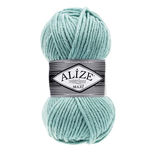 Strickgarn Strickwolle Alize Superlana Maxi 100g 25% Wolle Wintergarn Winterwolle, 50 Farben, Farbe:463 Light Aqua Strickgarn Strickwolle Alize Superlana Maxi 100g 25% Wolle Wintergarn Winterwolle, 50 Farben, Farbe:463 Light Aqua von maDDma
