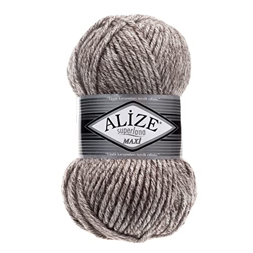 Strickgarn Strickwolle Alize Superlana Maxi 100g 25% Wolle Wintergarn Winterwolle, 50 Farben, Farbe:803 beigegrau meliert Strickgarn Strickwolle Alize Superlana Maxi 100g 25% Wolle Wintergarn Winterwolle, 50 Farben, Farbe:803 beigegrau meliert von maDDma