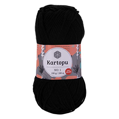 100g Strickwolle Kartopu NO:1 Polyacryl-Strickgarn Anti Pilling Effekt Oeko-Tex zertifiziert Wolle Farbwahl, Farbe:K940 schwarz 100g Strickwolle Kartopu NO:1 Polyacryl-Strickgarn Anti Pilling Effekt Oeko-Tex zertifiziert Wolle Farbwahl, Farbe:K940 schwarz von maDDma