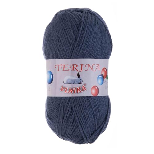 100g Terina Strickgarn Häkelgarn Wolle Acrylwolle pflegeleicht Farbwahl, Farbe:stahlblau von maDDma