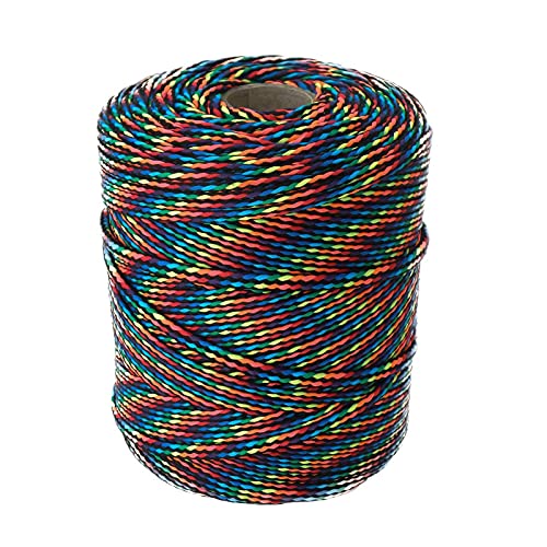100m Polyester-Schnur 4mm Mehrfarbig PES Kordel Polyesterkordel bunt, Farbe:Dark Rainbow von maDDma