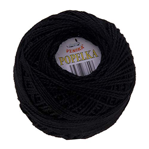 10g Stickgarn/Häkelgarn Popelka 85m 100% Baumwolle Filethäkeln Sticken Häkeln Farbwahl, Farbe:schwarz von maDDma