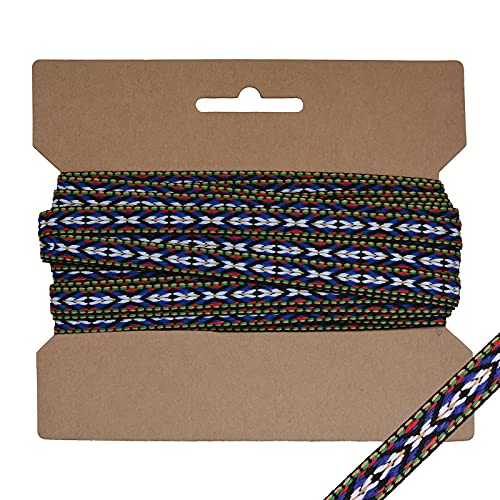 10m Dekoband Webband, B 10mm - Indianer - gewebtes Band, mehrfarbig, Farbwahl, Farbe:schwarz von maDDma