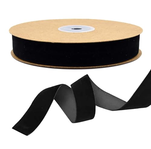 10m Samt-Band 25mm breit Dekoband Zierband Stoffband Geschenkband Borte Farbwahl, Farbe:schwarz von maDDma