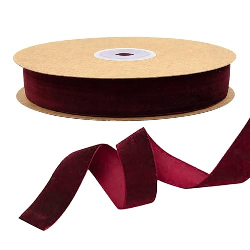 10m Samt-Band 25mm breit Dekoband Zierband Stoffband Geschenkband Borte Farbwahl, Farbe:weinrot von maDDma