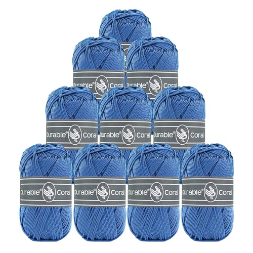 10x50g Strickgarn Häkelgarn Durable Coral Uni 90 Farben Baumwollgarn Sommergarn Farbwahl, Farbe:2106 mittelblau 10x50g Strickgarn Häkelgarn Durable Coral Uni 90 Farben Baumwollgarn Sommergarn Farbwahl, Farbe:2106 mittelblau von maDDma