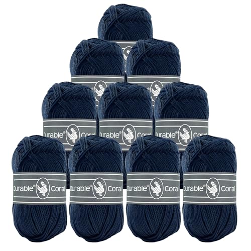 10x50g Strickgarn Häkelgarn Durable Coral Uni 90 Farben Baumwollgarn Sommergarn Farbwahl, Farbe:321 marineblau 10x50g Strickgarn Häkelgarn Durable Coral Uni 90 Farben Baumwollgarn Sommergarn Farbwahl, Farbe:321 marineblau von maDDma
