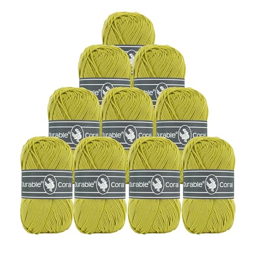 10x50g Strickgarn Häkelgarn Durable Coral Uni 90 Farben Baumwollgarn Sommergarn Farbwahl, Farbe:352 pistaziengrün 10x50g Strickgarn Häkelgarn Durable Coral Uni 90 Farben Baumwollgarn Sommergarn Farbwahl, Farbe:352 pistaziengrün von maDDma