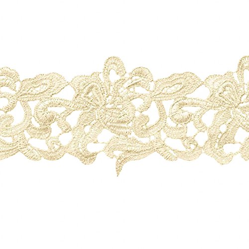 1m / Meterware Spitzenborte Bestickte Spitze Spitzenband 75mm, Farbwahl, Farbe:creme von maDDma
