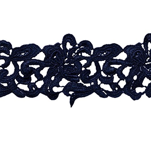 1m / Meterware Spitzenborte Bestickte Spitze Spitzenband 75mm, Farbwahl, Farbe:kobaltblau von maDDma