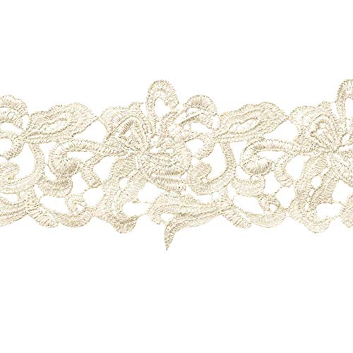 1m / Meterware Spitzenborte Bestickte Spitze Spitzenband 75mm, Farbwahl, Farbe:perlweiß 1m / Meterware Spitzenborte Bestickte Spitze Spitzenband 75mm, Farbwahl, Farbe:perlweiß von maDDma