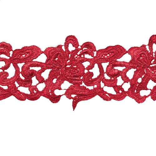 1m / Meterware Spitzenborte Bestickte Spitze Spitzenband 75mm, Farbwahl, Farbe:rot von maDDma