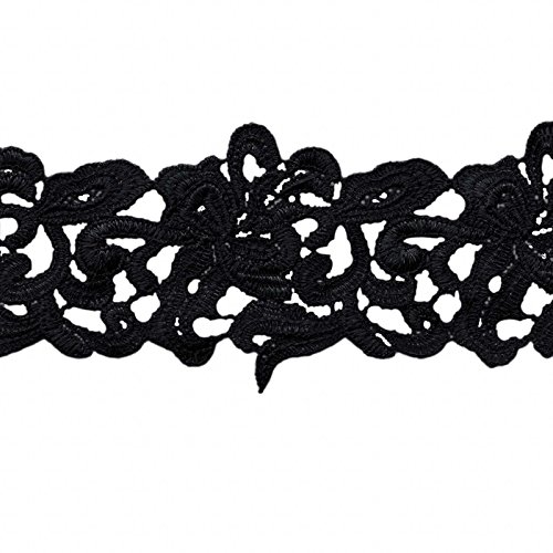 1m / Meterware Spitzenborte Bestickte Spitze Spitzenband 75mm, Farbwahl, Farbe:schwarz von maDDma