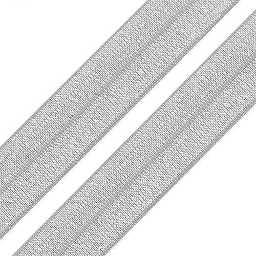 1m Einfassband 20mm hochelastisch 44% Elastan gefalzt Meterware Faltgummi Schrägband Farbwahl, Größe:20mm, Farbe:hellgrau von maDDma