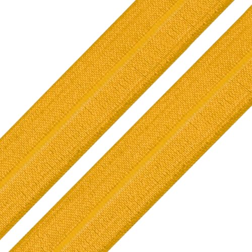 1m Einfassband 20mm hochelastisch 44% Elastan gefalzt Meterware Faltgummi Schrägband Farbwahl, Größe:20mm, Farbe:mango von maDDma