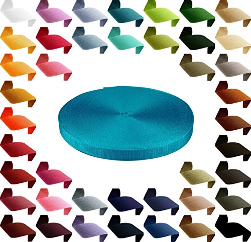 1m PP Gurtband, Polypropylen, 20mm breit, 1,3mm stark, Farbwahl 40 Farben, Gurtband:549 türkis von maDDma