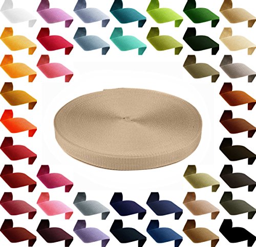 1m PP Gurtband, Polypropylen, 20mm breit, 1,3mm stark, Farbwahl 40 Farben, Gurtband:894 beige von maDDma