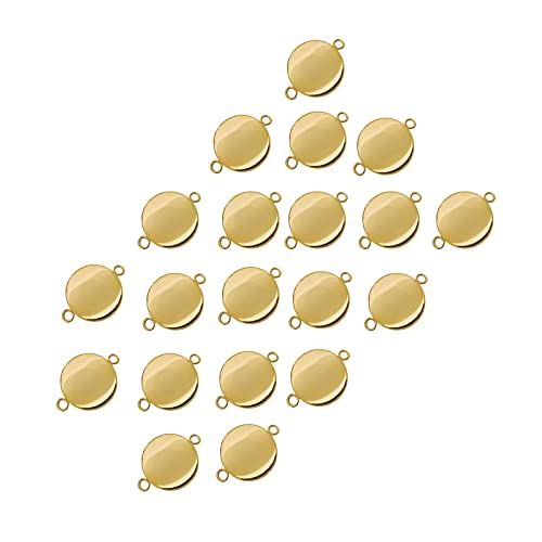 20 Edelstahl Verbinder Fassung für Cabochons Farbwahl Größenwahl, Größe:10mm, Farbe:gold von maDDma