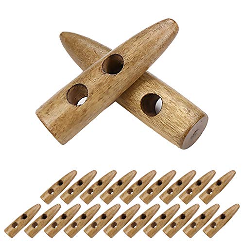 20 Knebel-Knöpfe Holz Knebel-Knopf Triangle Holzknopf 2Loch 8 Farben / 7 Größen, Größe:30 mm | beige von maDDma