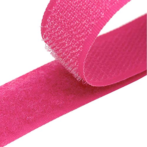 25m Klettband zum Nähen 20mm Flausch- & Hakenband 50 Farben Klettverschluss, Größe:20mm, Gurtband:516 pink von maDDma
