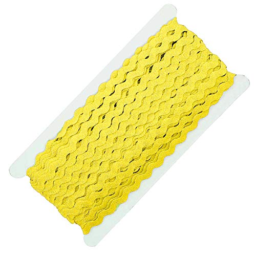 25m Zackenlitze Borte Zick-Zack-Borte auf Karte, 5/9mm breit, Viskose, waschbar, 15 Farben, Farbe:gelb von maDDma