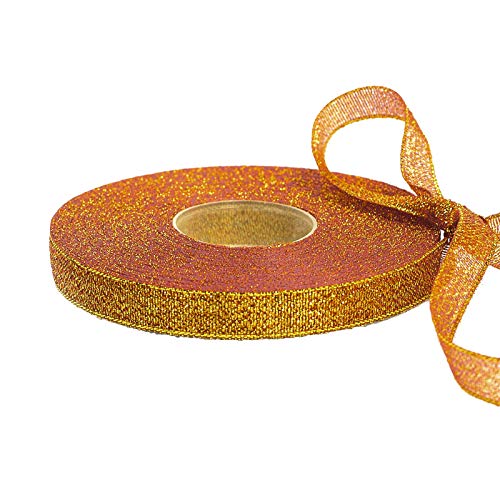 25m edles Dekoband Glitzerband 12mm Geschenkband mit Glitzer, Farbwahl, Farbe:orange von maDDma