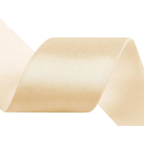 2m Glanz-Satin Gummiband Gummilitze 50mm / 5cm f. Gürtel Kleider Blusen, Farbe:hellbeige von maDDma