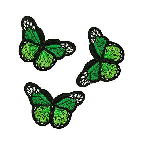 3 Schmetterling Aufbügler, Applikation, 48x70mm, freie Farbwahl, Farbe:dunkelgrau-grün von maDDma