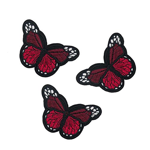 3 Schmetterling Aufbügler, Applikation, 48x70mm, freie Farbwahl, Farbe:dunkelrot von maDDma