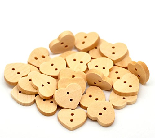 30 Holzknöpfe natur Herzform 17 mm x 15 mm Knöpfe Herzknöpfe von maDDma