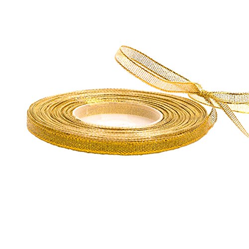 30m edles Dekoband Glitzerband 6mm Geschenkband mit Glitzer, Farbauswahl, Farbe:goldgelb von maDDma
