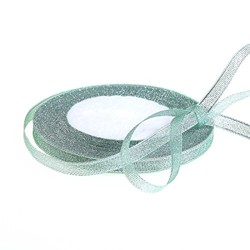 30m edles Dekoband Glitzerband 6mm Geschenkband mit Glitzer, Farbauswahl, Farbe:hellgrün von maDDma