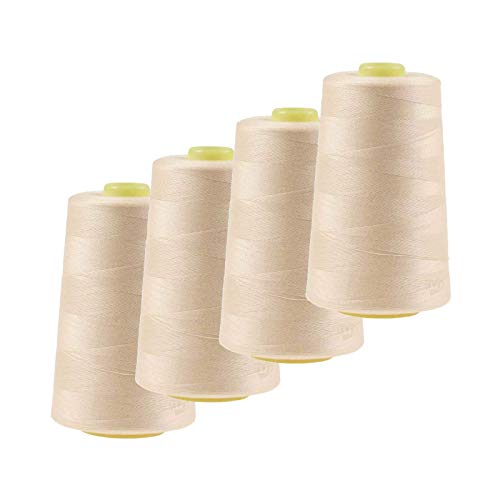 4 x 4572m Qualitäts Overlock-Garn Overlock-Nähgarn Oeko-Tex Farben 661 bis 700, Farbe:A671 zartes apricot von maDDma