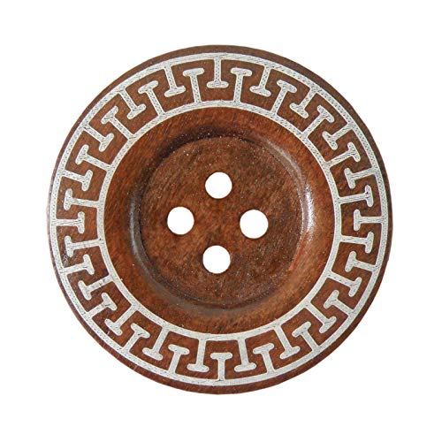 5 XL Holzknöpfe 6 cm Motiv römische Bordüre Knopf Holz Holzknopf von maDDma