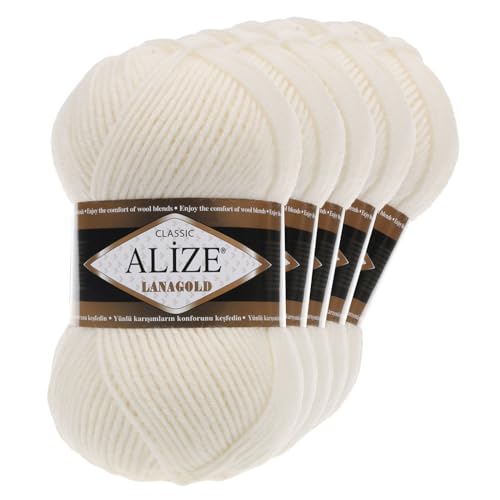 5 x 100 g ALIZE Lanagold 49% Wolle Strickgarn Winterwolle Schurwolle Farbwahl, Farbe:creme 5 x 100 g ALIZE Lanagold 49% Wolle Strickgarn Winterwolle Schurwolle Farbwahl, Farbe:creme von maDDma
