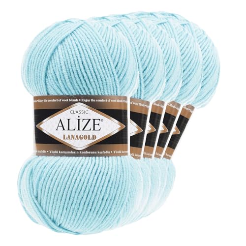 5 x 100 g ALIZE Lanagold 49% Wolle Strickgarn Winterwolle Schurwolle Farbwahl, Farbe:eisblau 5 x 100 g ALIZE Lanagold 49% Wolle Strickgarn Winterwolle Schurwolle Farbwahl, Farbe:eisblau von maDDma