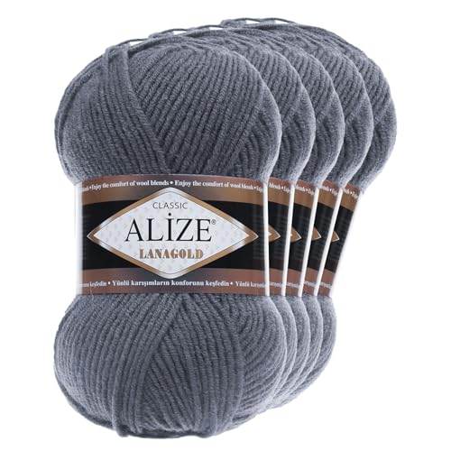 5 x 100 g ALIZE Lanagold 49% Wolle Strickgarn Winterwolle Schurwolle Farbwahl, Farbe:graublau 5 x 100 g ALIZE Lanagold 49% Wolle Strickgarn Winterwolle Schurwolle Farbwahl, Farbe:graublau von maDDma