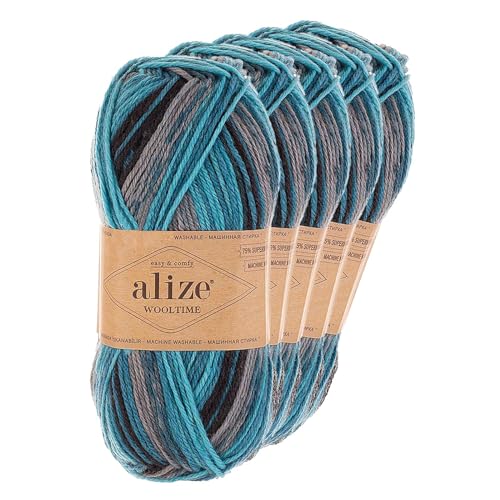 Strickgarn Alize Wooltime 5x100g 75% Wolle Oeko-Tex 100 Häkelgarn Farbwahl, Farbe:11017 Blaue Grotte Strickgarn Alize Wooltime 5x100g 75% Wolle Oeko-Tex 100 Häkelgarn Farbwahl, Farbe:11017 Blaue Grotte von maDDma
